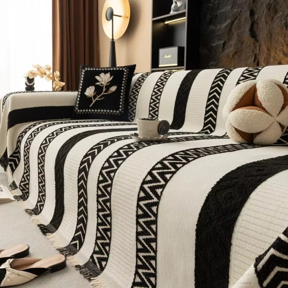 Chevron Pattern Chenille Sofa Cover — alternate angle view