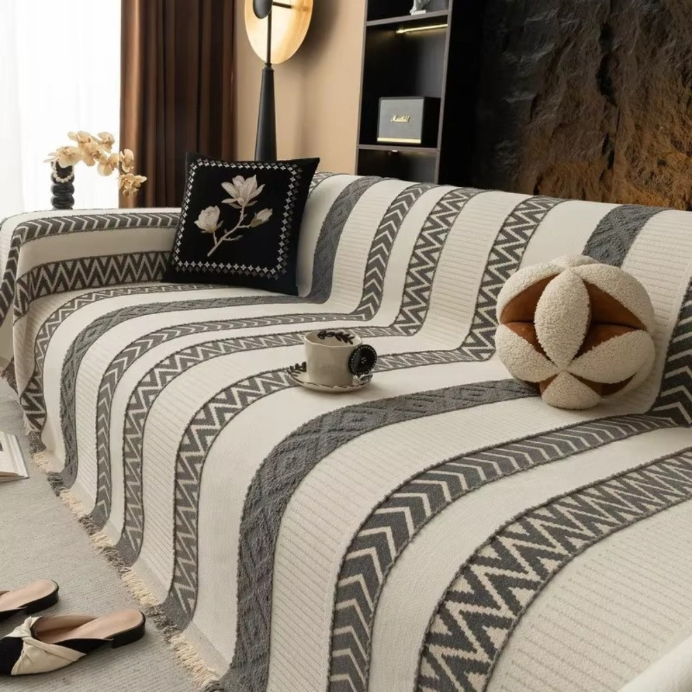 Chevron Pattern Chenille Sofa Cover — size and scale reference