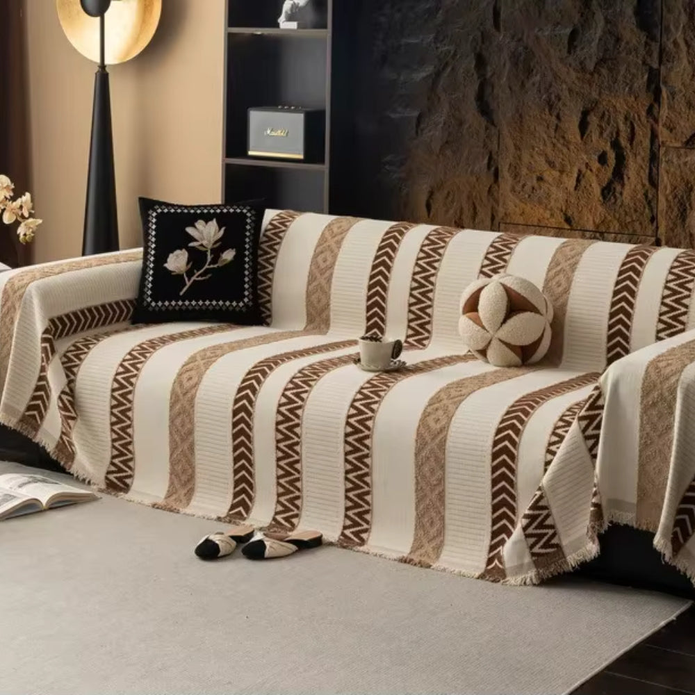 Chevron Pattern Chenille Sofa Cover — additional view
