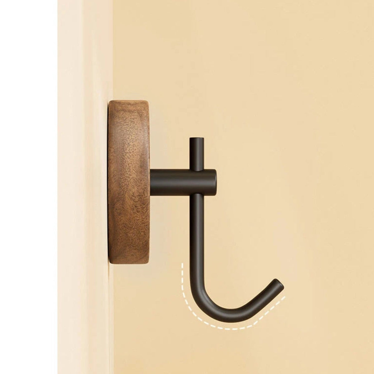 Chic Round Self-Adhesive Timber Wall Hook Piece — product in use