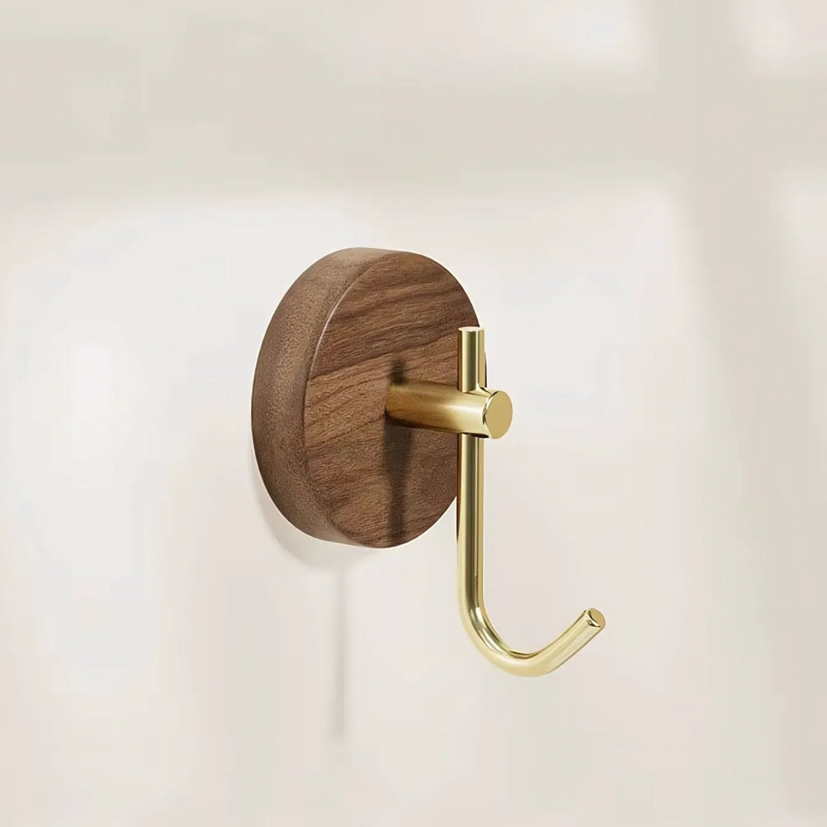 Chic Round Self-Adhesive Timber Wall Hook Piece — alternate angle view