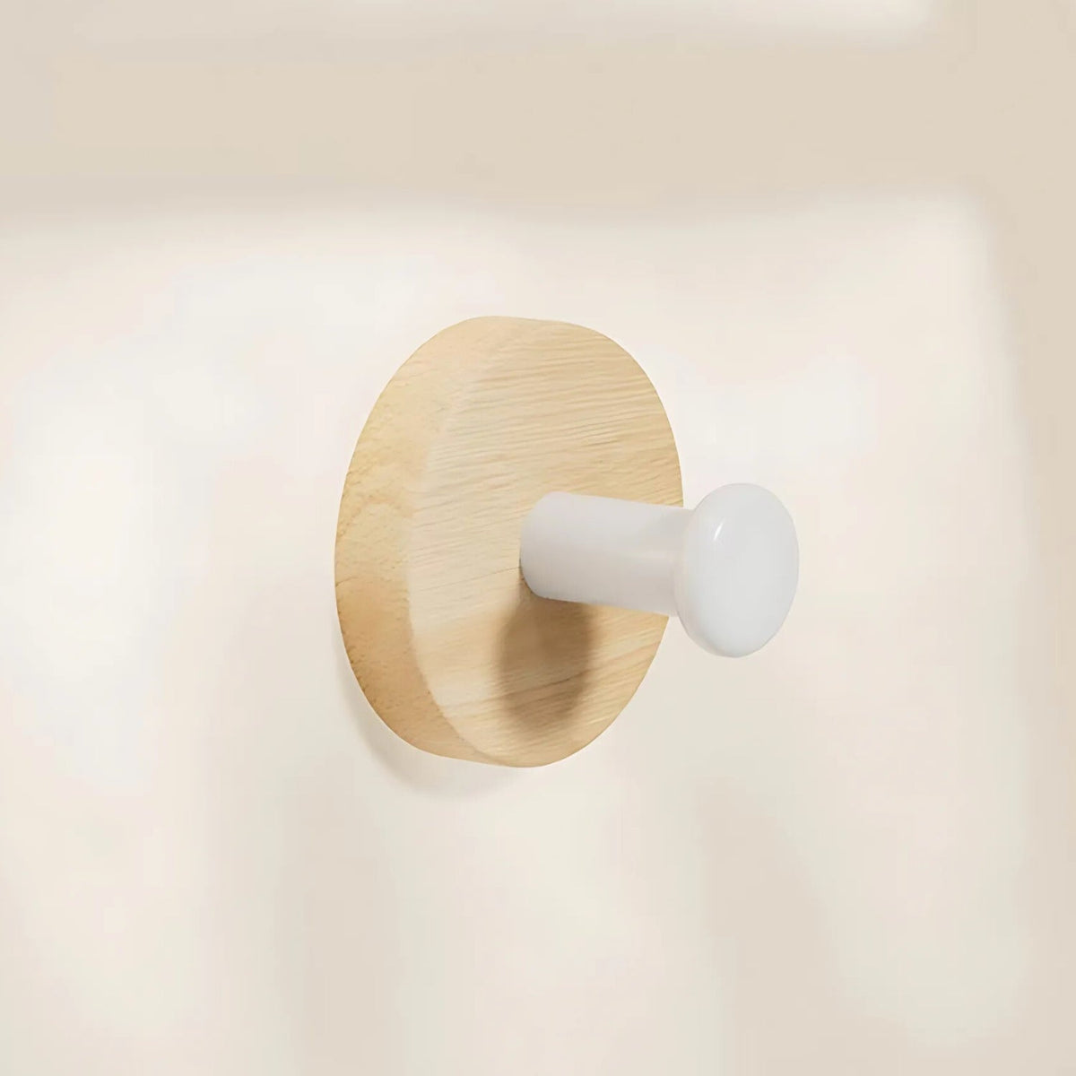 Chic Round Self-Adhesive Timber Wall Hook Piece — additional view