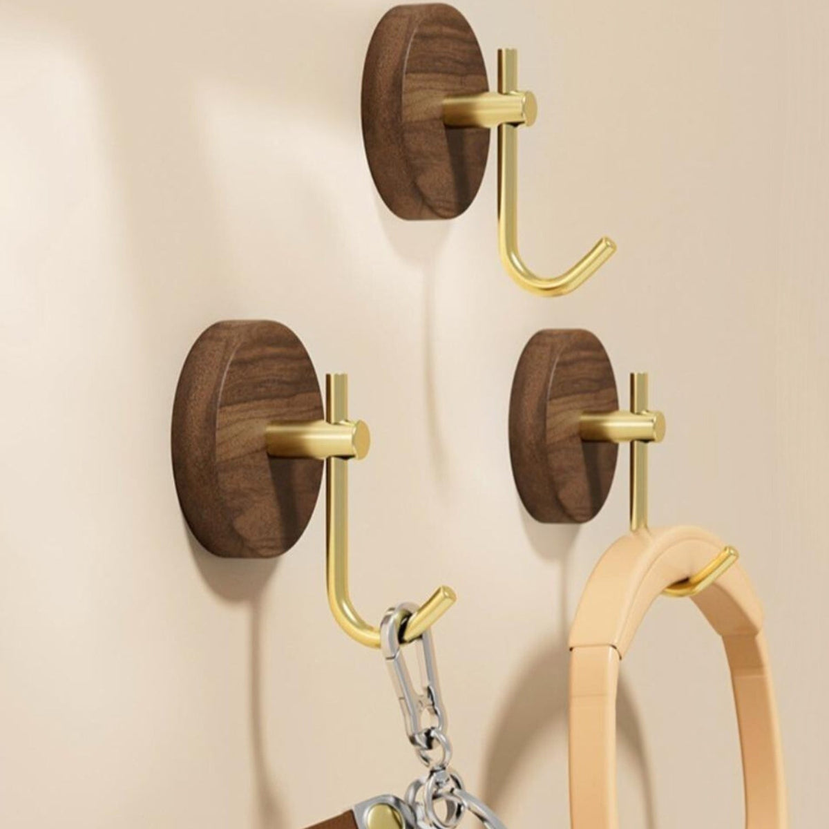 Chic Round Self-Adhesive Timber Wall Hook Piece — product detail view