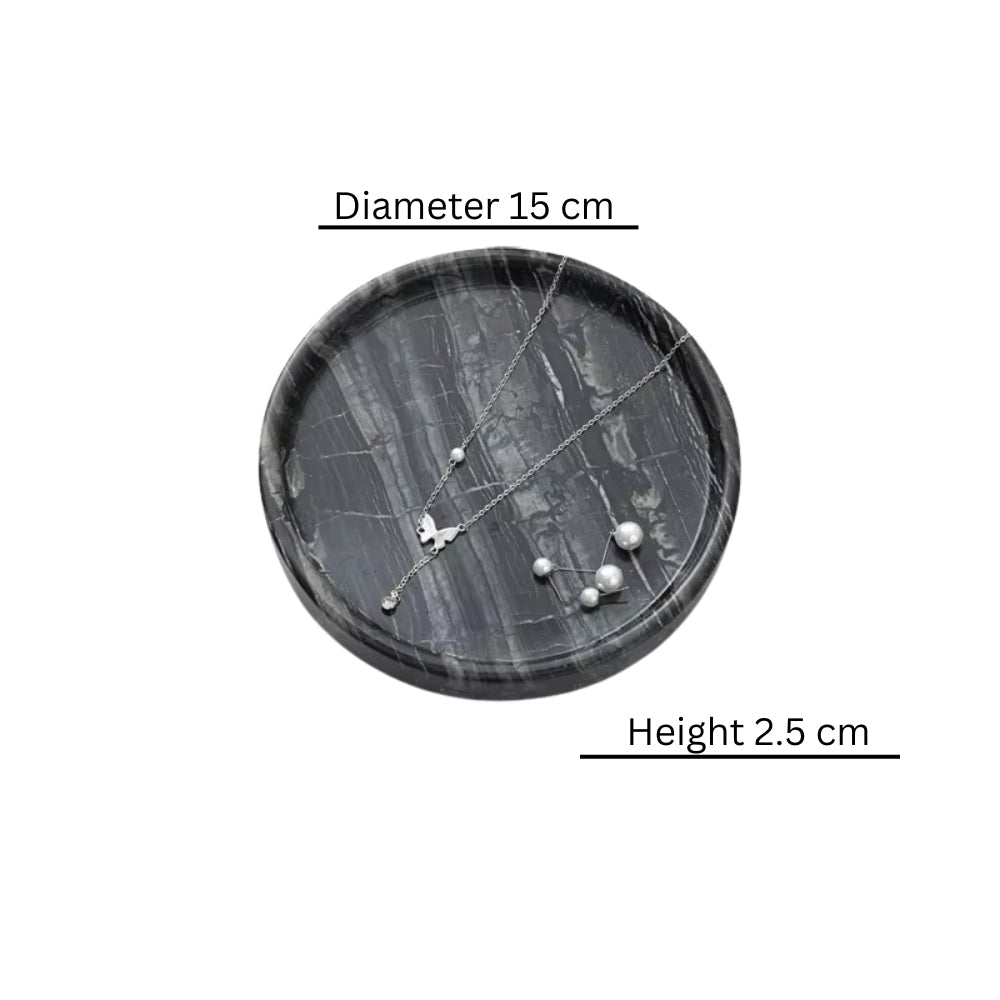 Circular Black Marble Jewellery Tray — product close-up