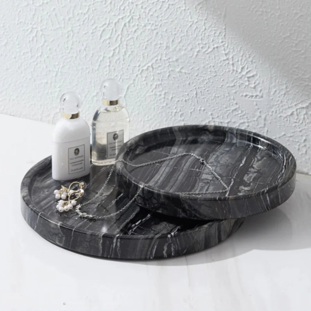 Circular Black Marble Jewellery Tray — main product photo