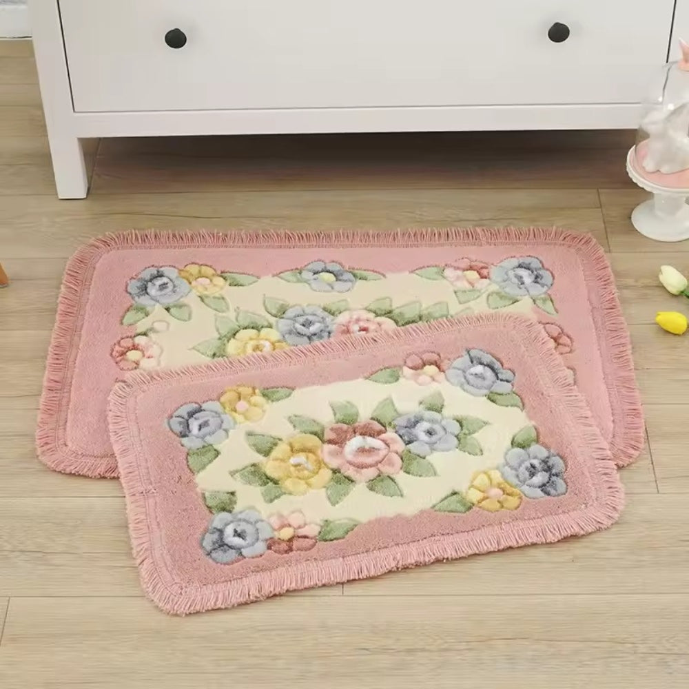 Classic Floral Bloom Bath Mat — product in use