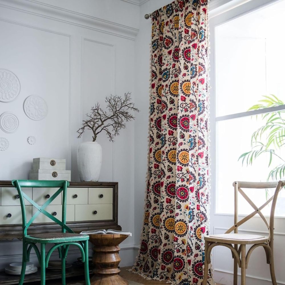 Boho Colour Wheel Bloom Tassel Curtain — main product photo