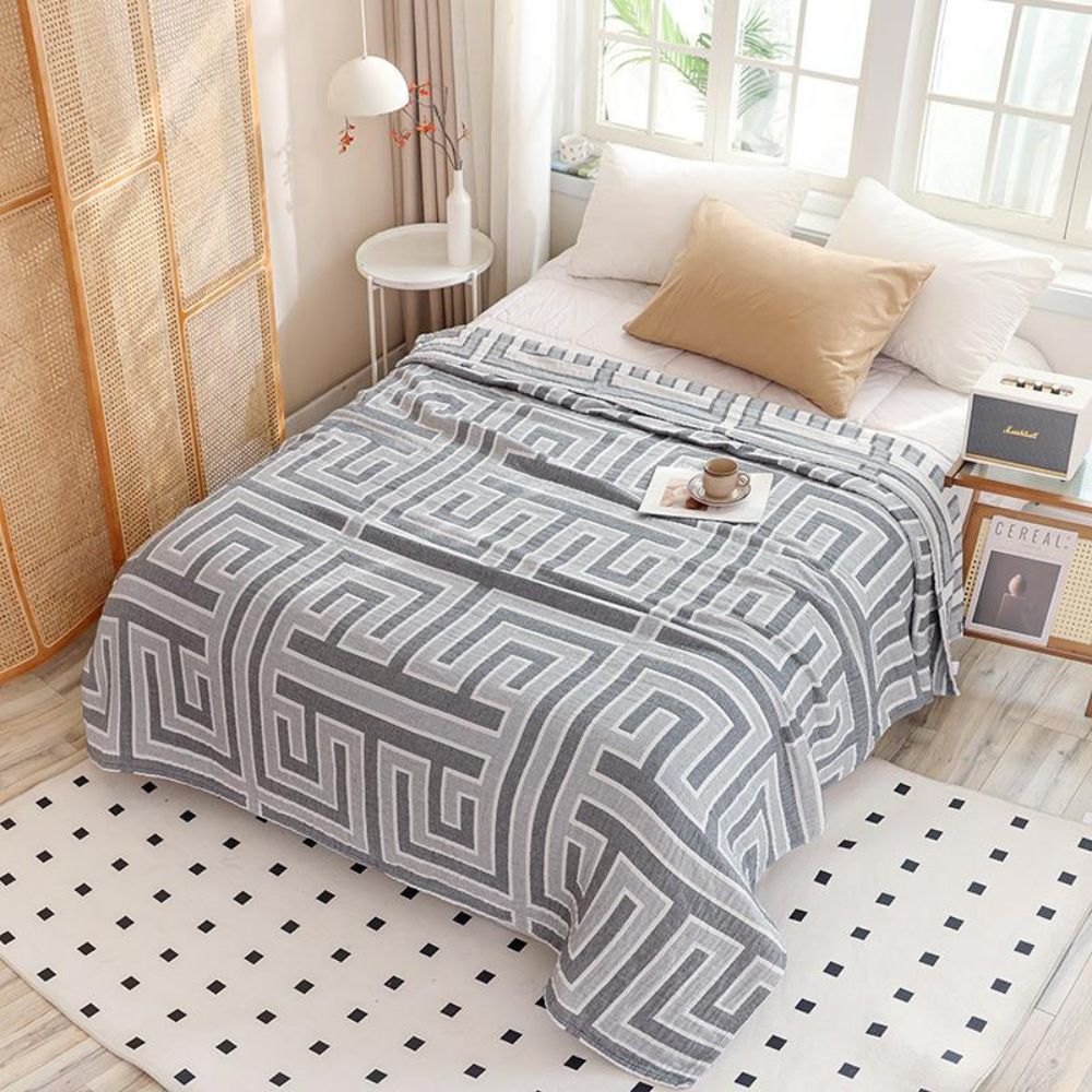 Geo Maze Cotton Blanket — alternate angle view