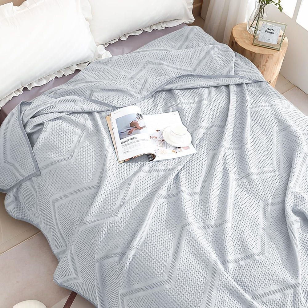 Cotton Nest Waffle Summer Blanket — product in use