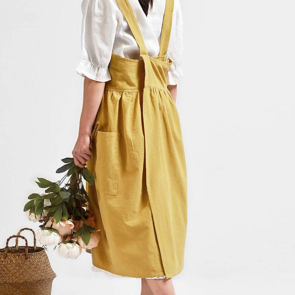 Cross-Back Apron With Pockets — product detail view