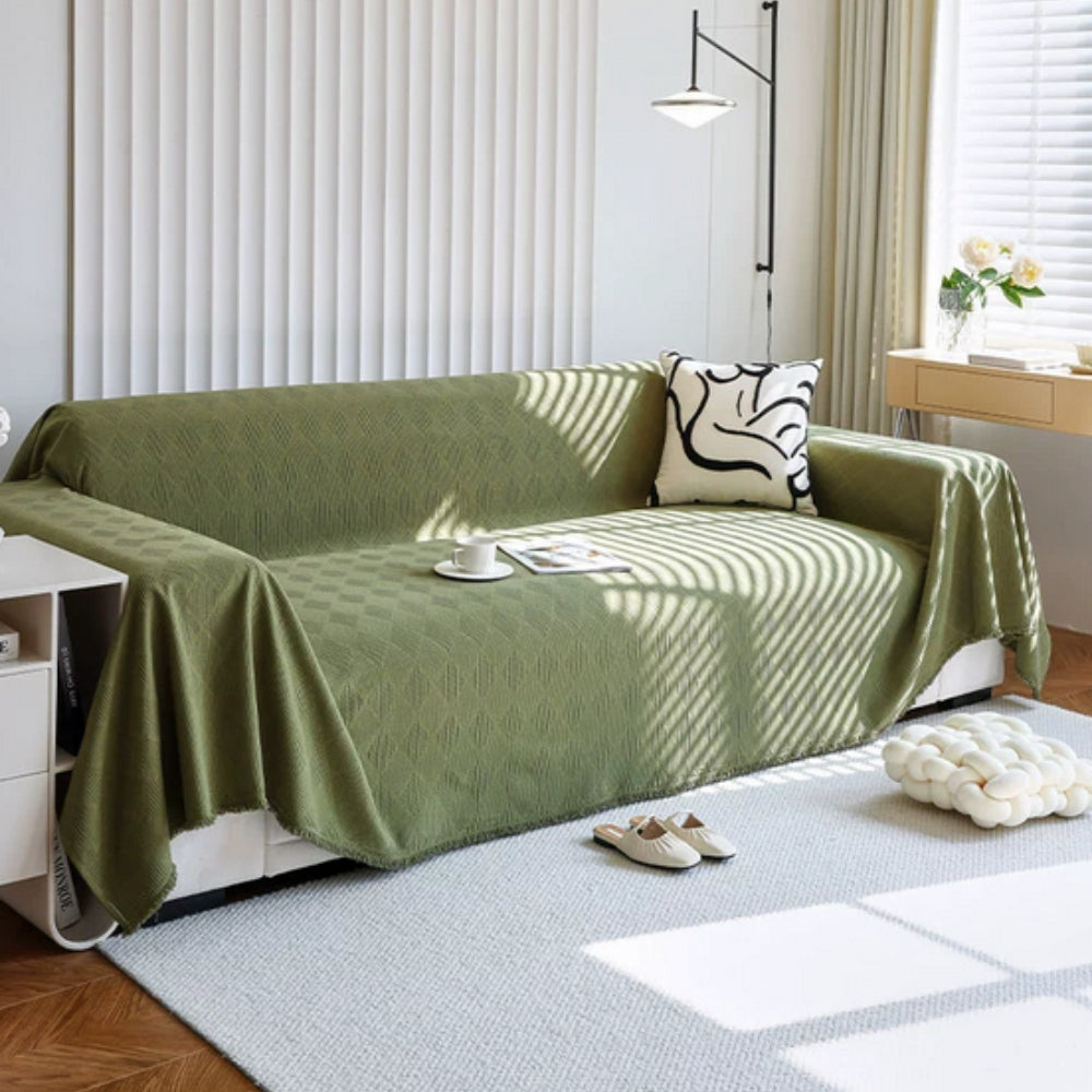 Diamond Grid Chenille Sofa Cover — product feature detail