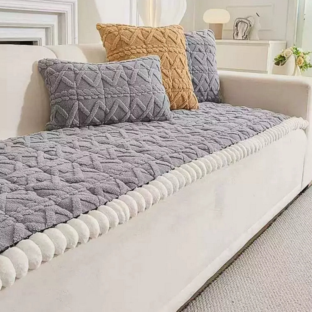 Snuggle Sherpa Plush Sofa Protector Cover — lifestyle shot