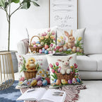 Easter Floral Bunnies Cushion Cover | 4pcs Set — product in use