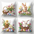 Easter Floral Bunnies Cushion Cover | 4pcs Set — alternate angle view