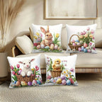 Easter Floral Bunnies Cushion Cover | 4pcs Set — product close-up