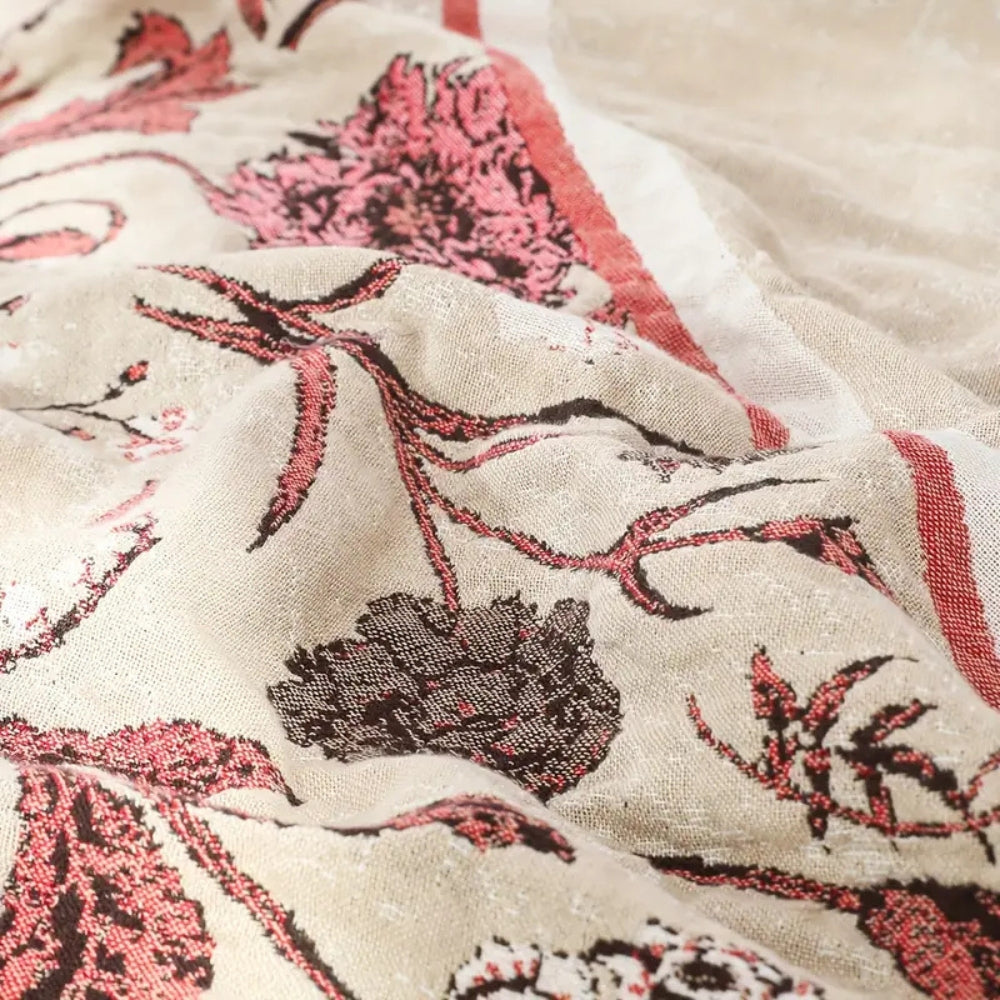 Elira Rose Floral Cotton Blanket — alternate angle view
