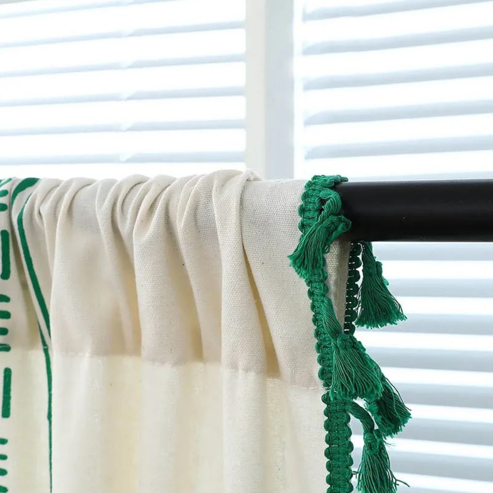 Emerald Tribe Boho Tassel Curtain — lifestyle shot