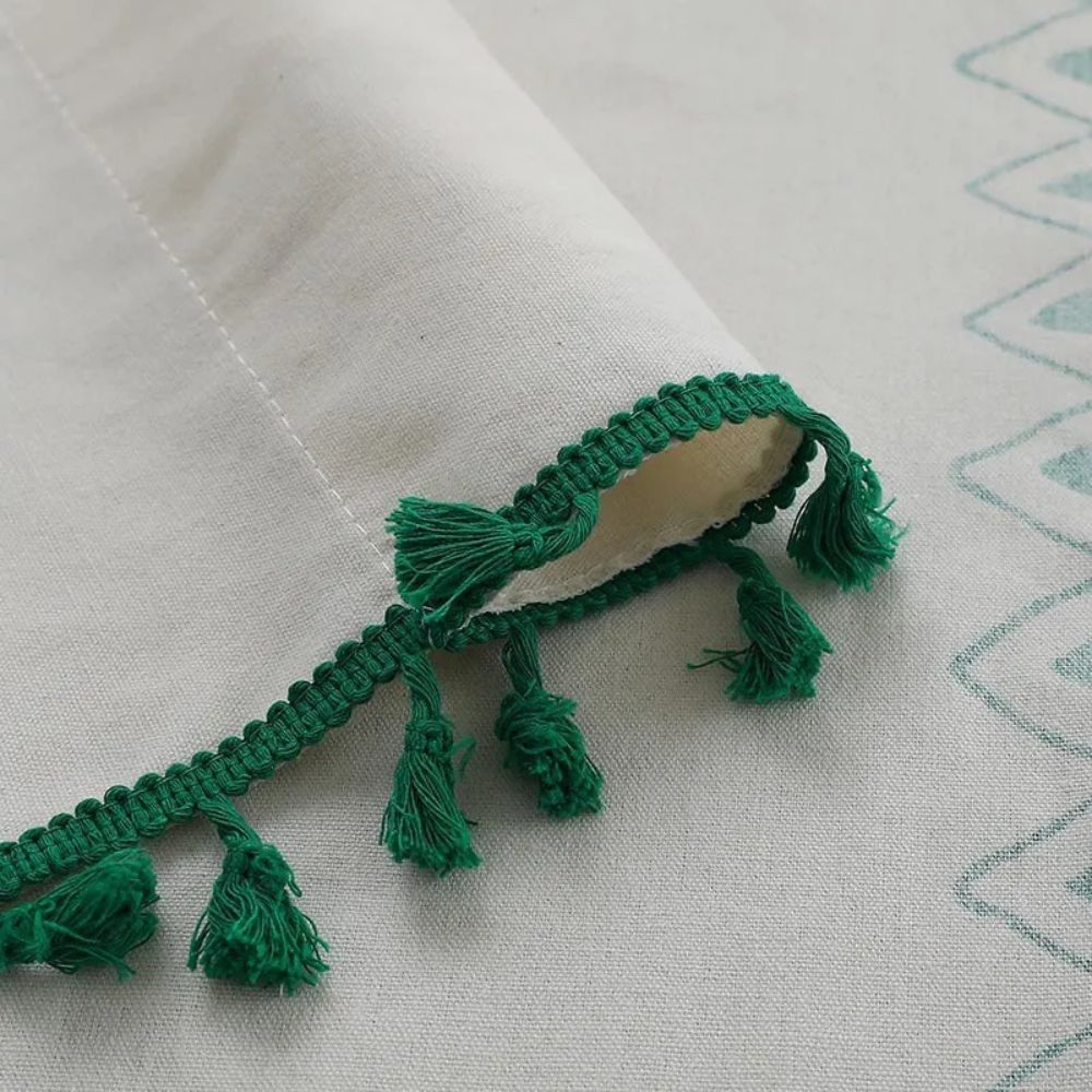 Emerald Tribe Boho Tassel Curtain — alternate angle view