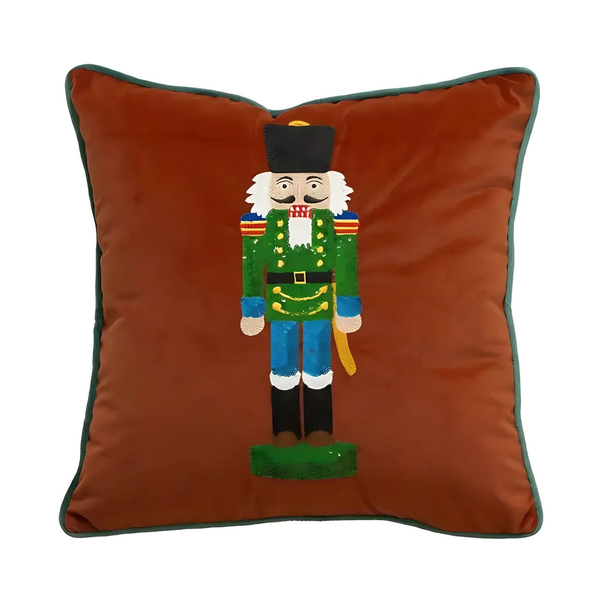 Festive Nutcracker Embroidered Christmas Cushion Cover — product feature detail