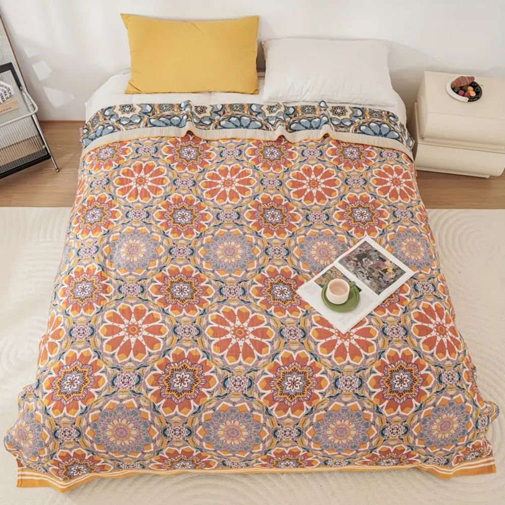 Boho Flora Tone Cotton Blanket — main product photo