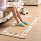 Floral Border Absorbent Bath Mat — product in use