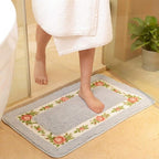 Floral Border Absorbent Bath Mat — product detail view