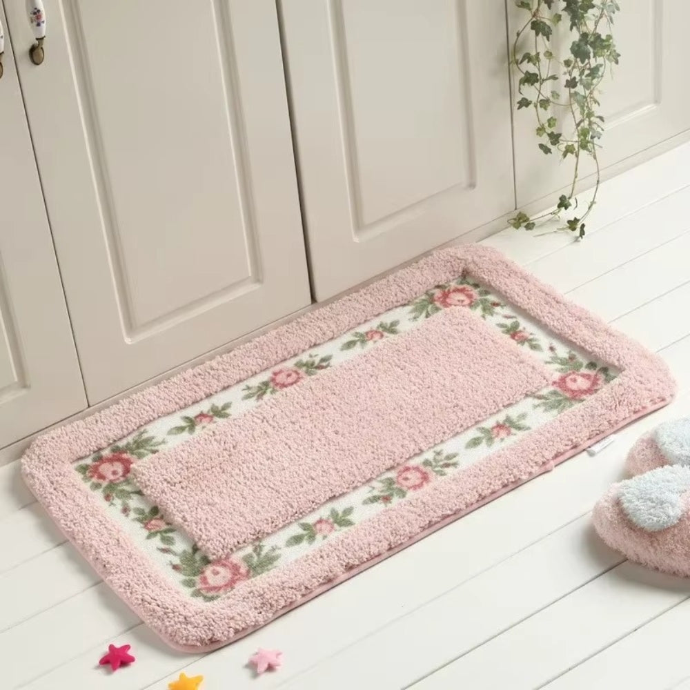 Floral Border Absorbent Bath Mat — main product photo
