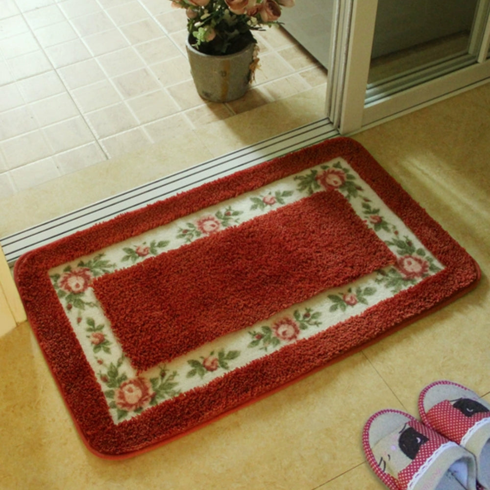 Floral Border Absorbent Bath Mat — additional view