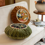 Floral Medley Velvet Round Cushion — product detail view