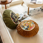 Floral Medley Velvet Round Cushion — lifestyle shot
