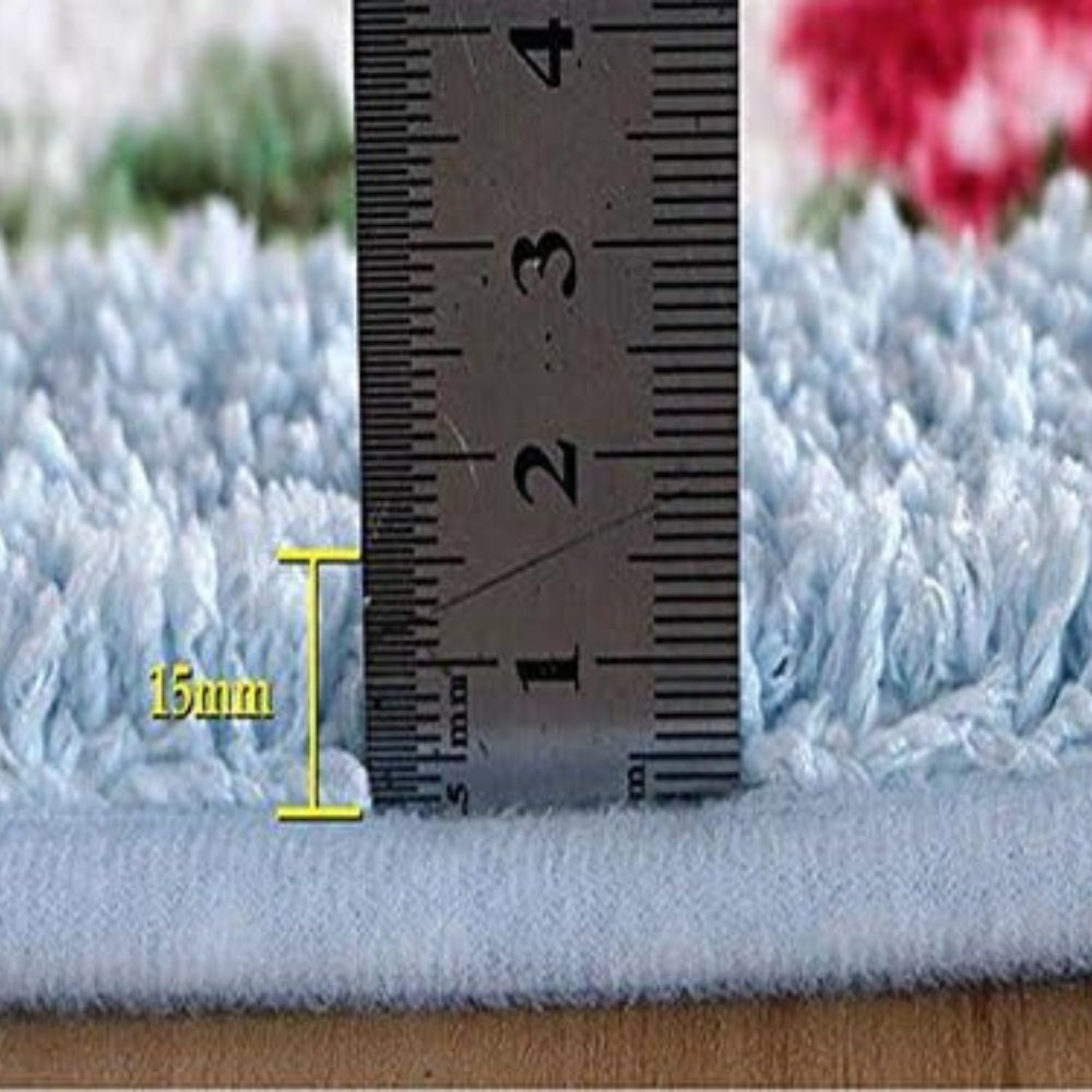 Floral Oval Plush Bath Mat — product detail view
