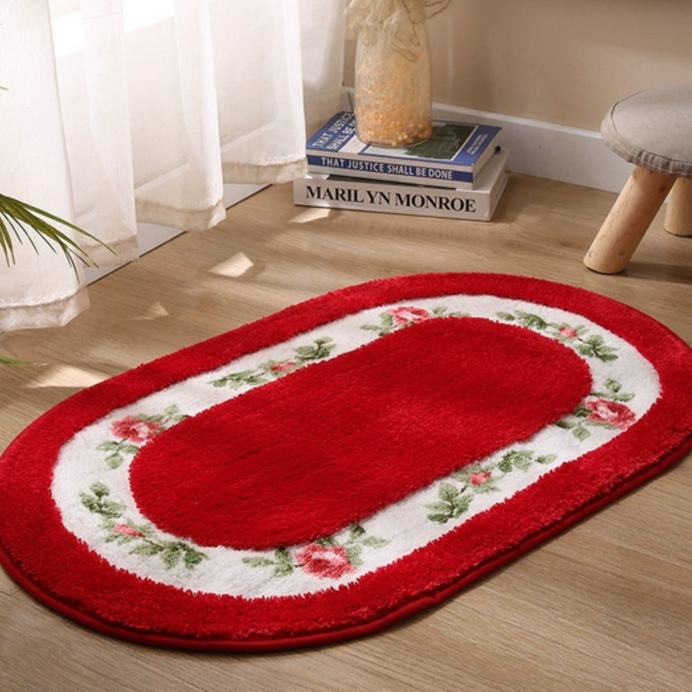Floral Oval Plush Bath Mat — alternate angle view