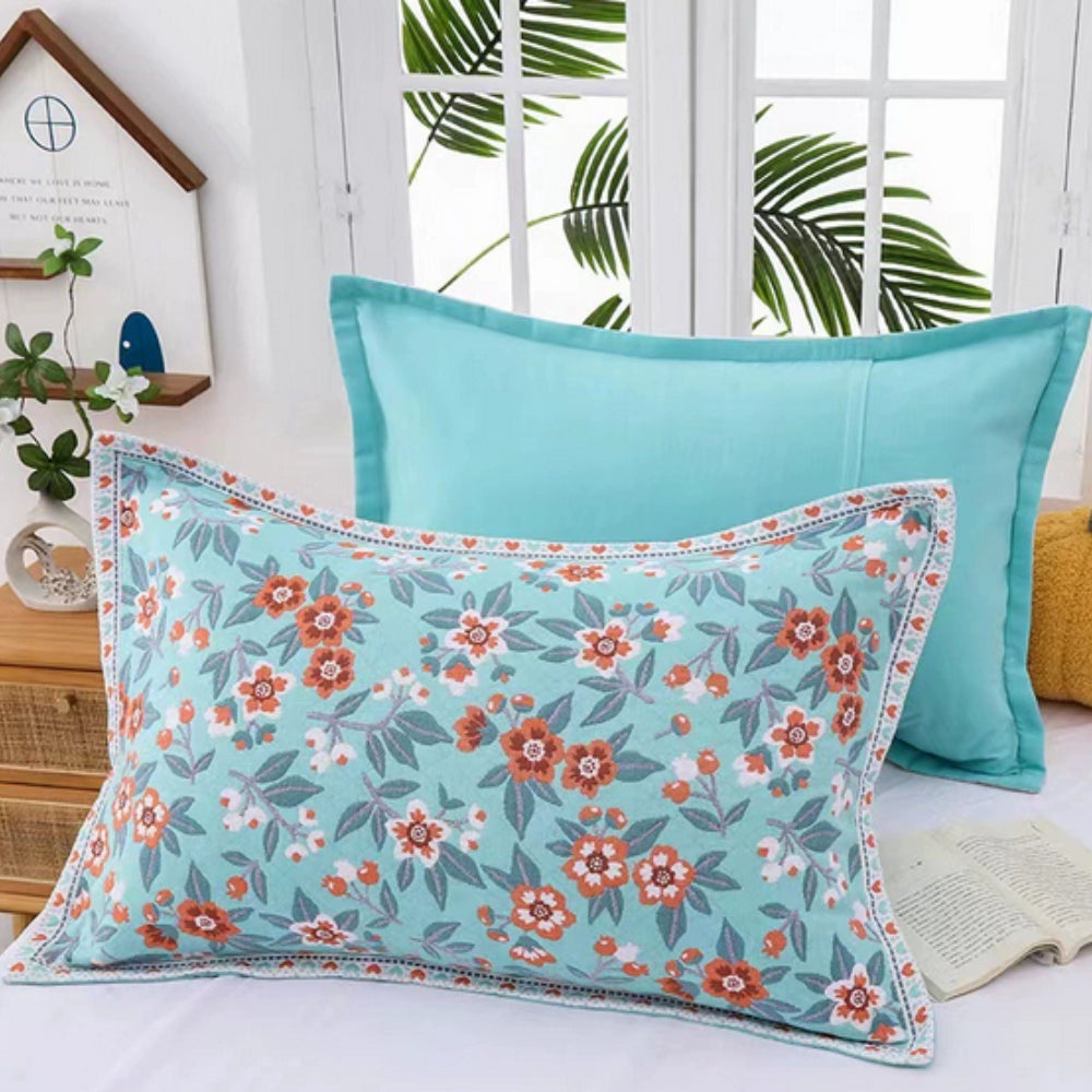 Floral Print Cotton Pillowcase | 2pcs — alternate angle view