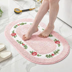Floral Oval Plush Bath Mat — main product photo