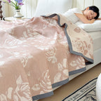 Flouriva Pink Rose Cotton Blanket — product detail view