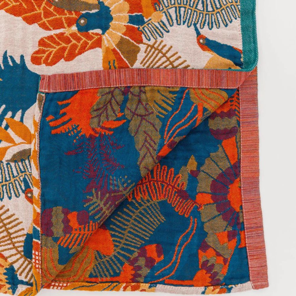 Flower Bird Reversible Beach Bath Towel — product detail view