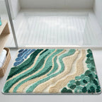 Fluffy Ocean Wavy Pattern Bath Mat — product detail view