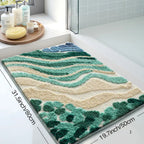 Fluffy Ocean Wavy Pattern Bath Mat — alternate angle view