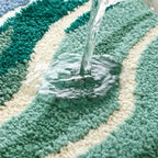 Fluffy Ocean Wavy Pattern Bath Mat — product in use