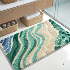 Fluffy Ocean Wavy Pattern Bath Mat — main product photo