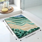 Fluffy Ocean Wavy Pattern Bath Mat — additional view