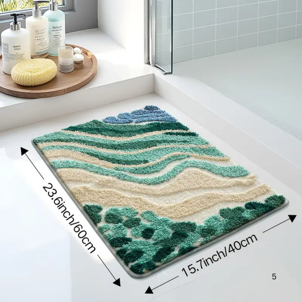 Fluffy Ocean Wavy Pattern Bath Mat — additional view
