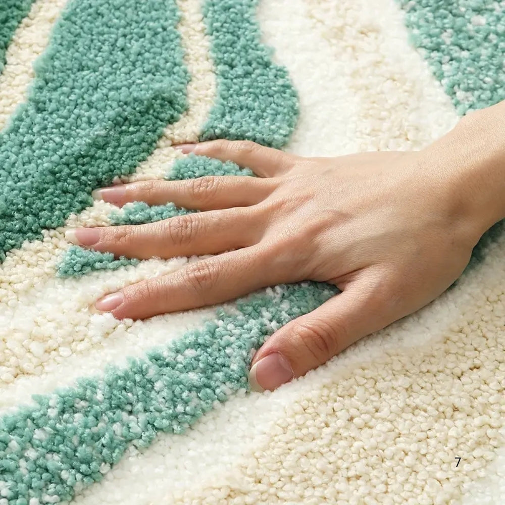 Fluffy Ocean Wavy Pattern Bath Mat — lifestyle shot