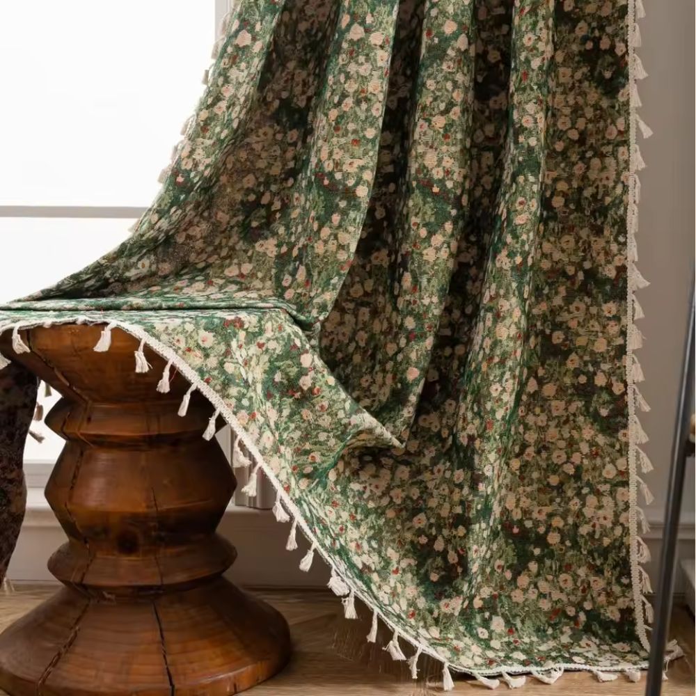 French Vintage Floral Tapestry Curtain — lifestyle shot