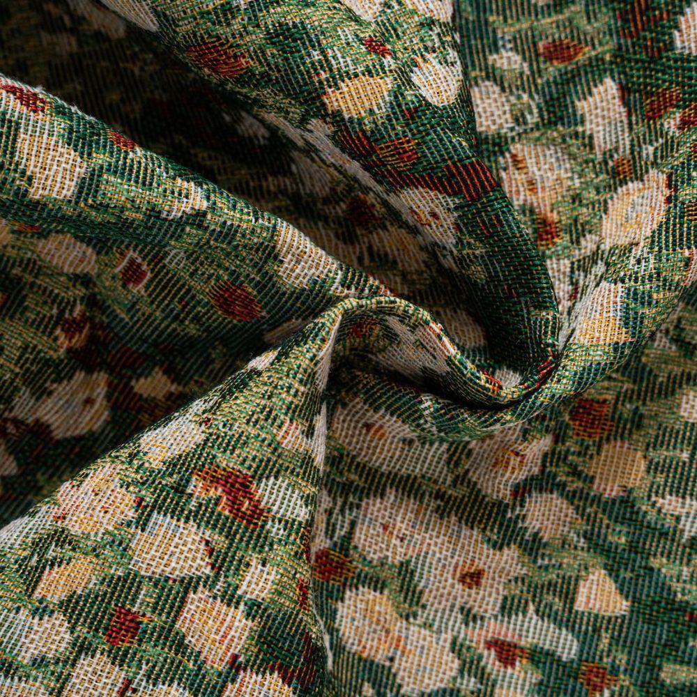 French Vintage Floral Tapestry Curtain — product in use