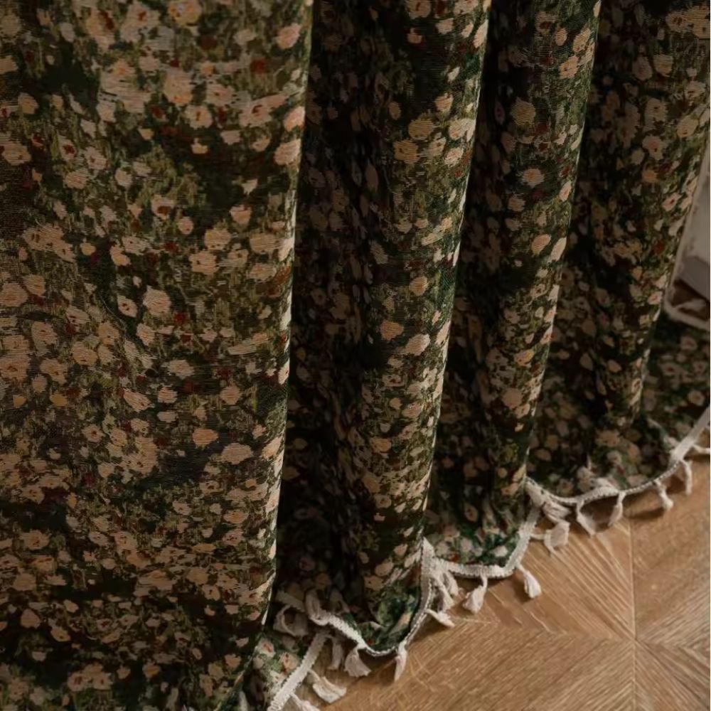 French Vintage Floral Tapestry Curtain — product close-up