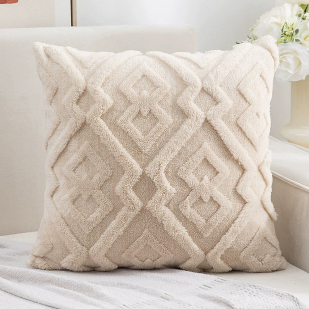 Fuzzy Diamond Pattern Cushion Cover — product close-up