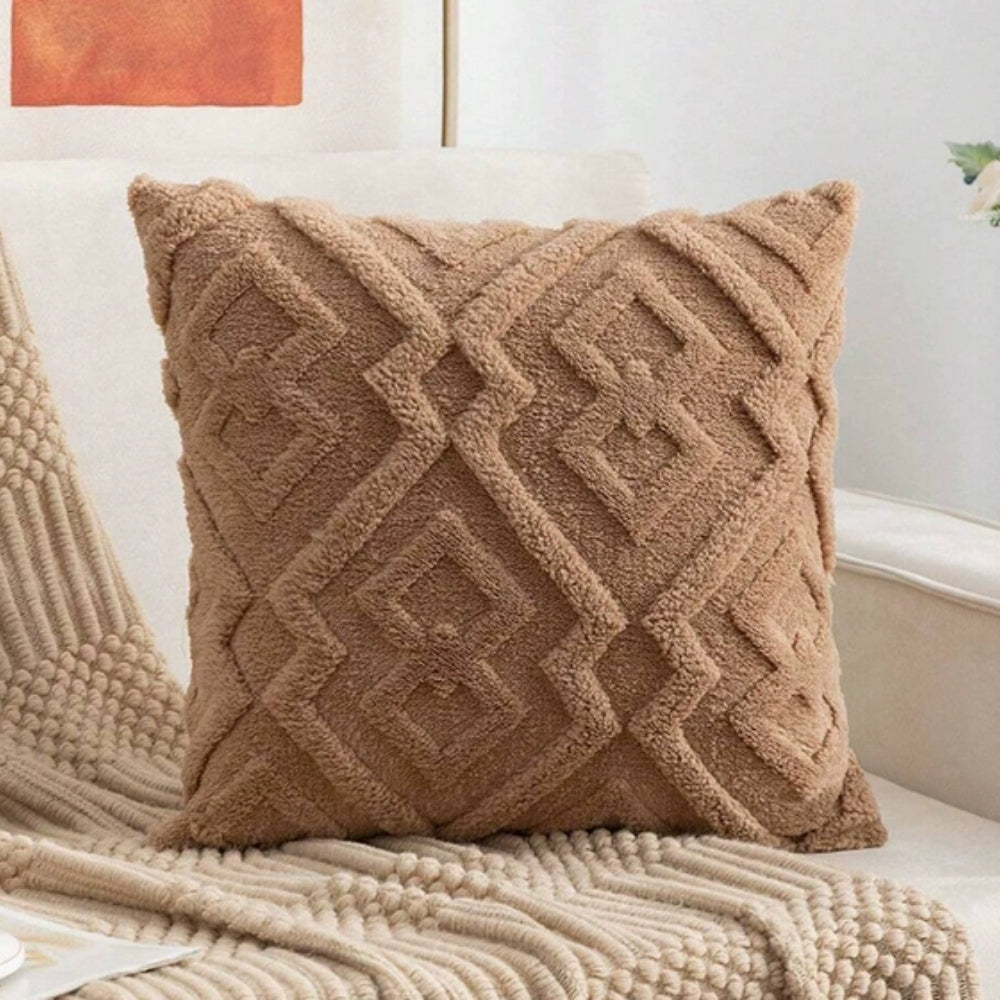 Fuzzy Diamond Pattern Cushion Cover — product in use
