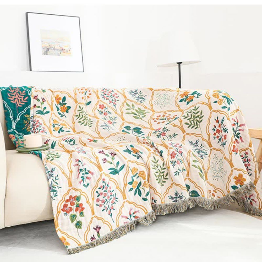 Garden Reverie Cotton Blanket — product in use