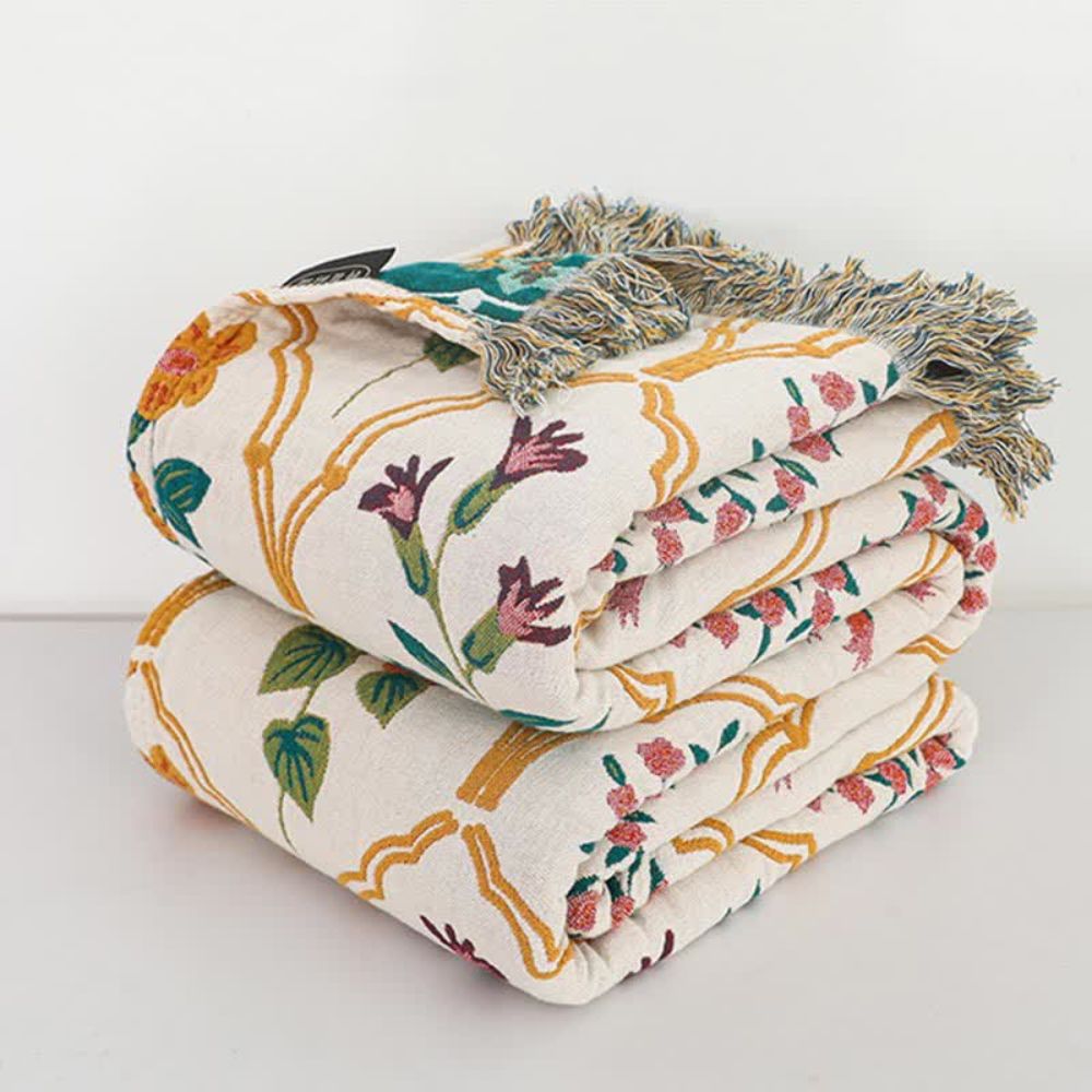 Garden Reverie Cotton Blanket — product close-up